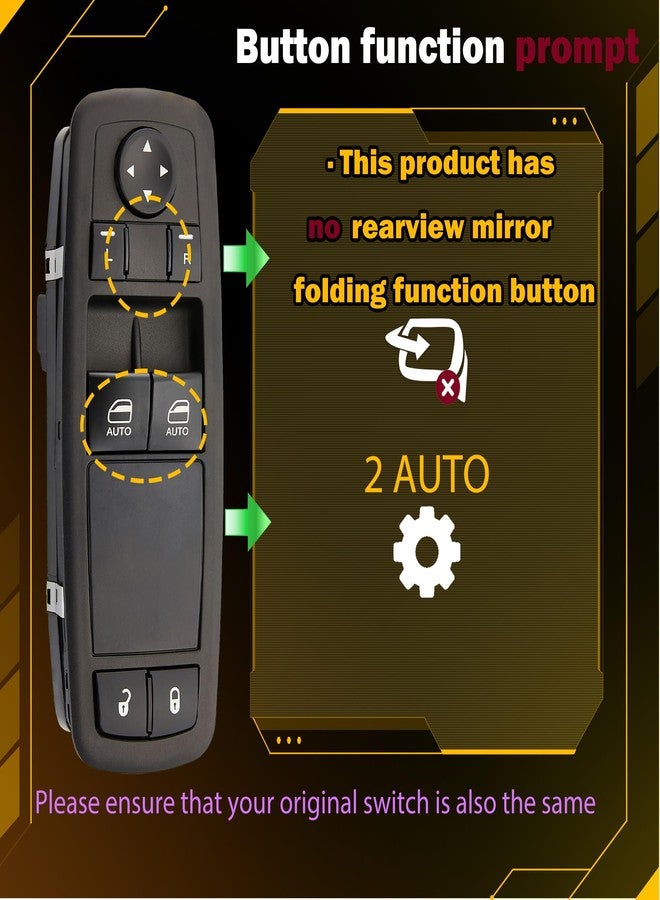 ZAPOSTS Window Switch Fits for 2013-2021 Ram 1500,2013-2018 Ram 2500 3500 4500 5500.Left Front Driver Side Control Door vidrios Master Power Switch. Replaces 68148893AA 68148893AB - Image 2